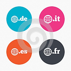 Top-level domains signs. De, It, Es and Fr