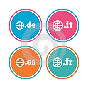 Top-level domains signs. De, It, Es and Fr.