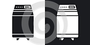 Top load washer thin line vector icon set