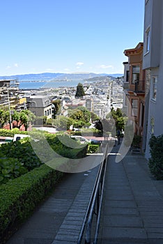 At the top of Lombard Street - looking over San Francisco Bay