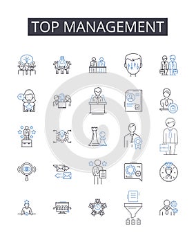 Top management line icons collection. Senior executives, Upper hierarchy, Executive committee, Executive leadership