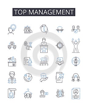 Top management line icons collection. Senior executives, Upper hierarchy, Executive committee, Executive leadership