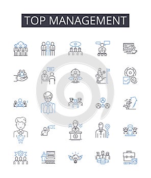 Top management line icons collection. Senior executives, Upper hierarchy, Executive committee, Executive leadership