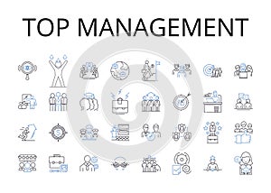 Top management line icons collection. Senior executives, Upper hierarchy, Executive committee, Executive leadership