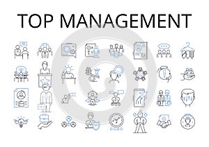 Top management line icons collection. Senior executives, Upper hierarchy, Executive committee, Executive leadership