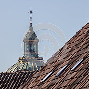 The top of the Marble Church/Frederik`s Church in Copenhagen, Denmark