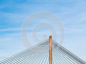 Top of Martinus Nijhoff Bridge with cables and pillars, Netherlands