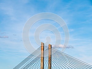 Top of Martinus Nijhoff Bridge with cables and pillars, Netherlands