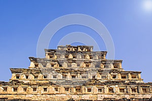 Top of mexican pyramid, pyramid of the niches in veracruz mexico. Pyramid of the Niches at El Tajin archeological site. photo