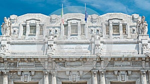 Top of Milano Centrale timelapse in Piazza Duca d'Aosta is the main railway station of the city of Milan in Italy.