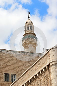Top of the minaret of the Omar Mosque in Bethlehem, Israel