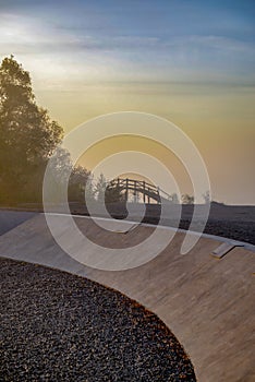 Top of a mining terril during sunset in Beringen photo
