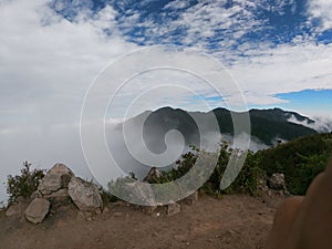 on top of a misty mountain