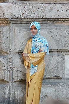 Top model Halima Aden with hijab before Max Mara fashion show, Milan Fashion Week street style on September