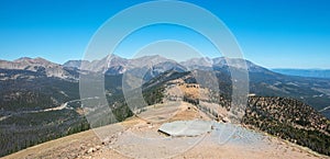 Top of Monarch Pass mountain top after riding tramway in the Rocky Mountains near Gunnison Colorado United States