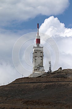 The top of the Mont Ventoux in clouds