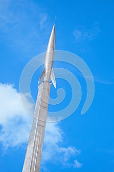 Top of the monument to the Conquerors of Space in Moscow
