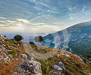 Top morning view of Myrtos Beach (Greece, Kefalonia