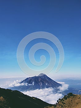 The top of Mount Merapi from Merbabu Mountain