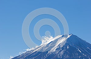 On top MT fuji blue sky with cloud