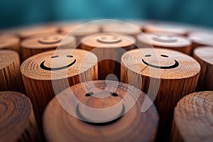 Top notch service Circular wooden blocks, best customer service concept, satisfaction photo