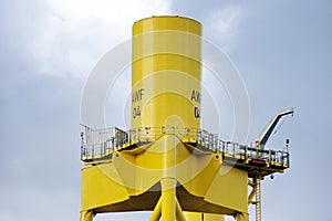 Top of an offshore wind turbine base construction on the River Tyne