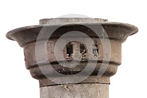 Top of old dirty Russian samovar in a cobweb