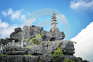 Top pagoda of Hang Mua temple, Ninh Binh Vietnam