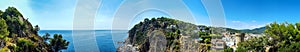 Top panorama view of the coast with rocks. Spain, Tossa De Mar