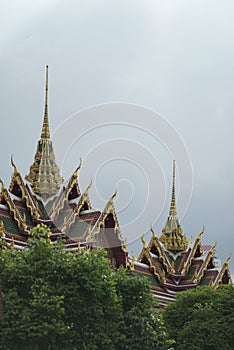 Top part of wat yannawa, buddhist temple located at Chao Phraya riverside, Bangkok photo