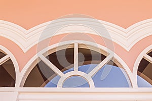 Top part of window on top of door of Chino-Portuguese architectural style photo