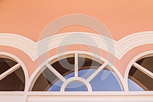 Top part of window on top of door of Chino-Portuguese architectural style photo