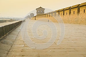 Top of Pingyao massive city walls