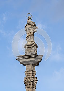 Top of the Plague Column of Virgin Mary, Hradcanske Square, Hradcany, Prague, Czech Republic
