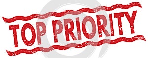 TOP PRIORITY text on red lines stamp sign