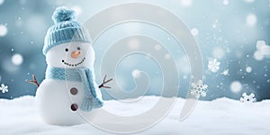 Top Quality Snowman Background with Snowfall Scene Ideal for Christmas and Winter Backgrounds