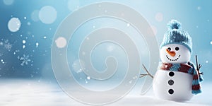 Top Quality Snowman Background with Snowfall Scene Ideal for Christmas and Winter Backgrounds