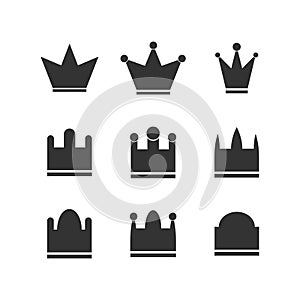 Top rank crowns icon set.