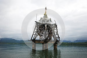 Top of roof of ancient temple flood