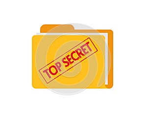 Top secret document files folder with confidential information flat icon, concept of spy classified report with stamp