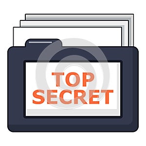 Top secret folder icon, cartoon style