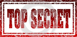 Top secret red rectangular rubber stamp.