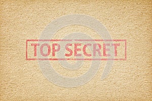Top secret stamp on the brown paper