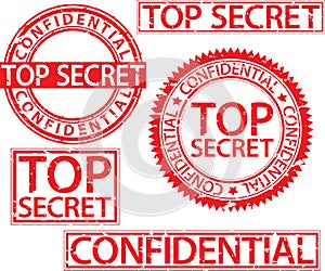 Top secret stamp set, confidential sign, vector illustartion