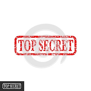 Top secret stamp vector symbol, grungy retro design of confidential seal sign isolated clipart