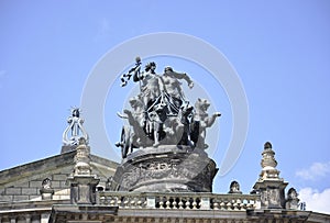 Top of Semper Opera House from Dresden in Germany