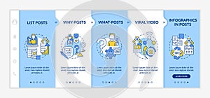 Top shareable posts types onboarding vector template
