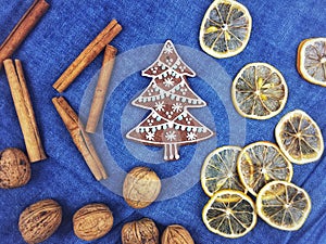 Top shot of gingerbread Christams decoration