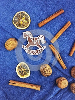 Top shot of gingerbread Christams decoration