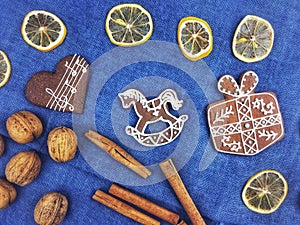 Top shot of gingerbread Christams decoration